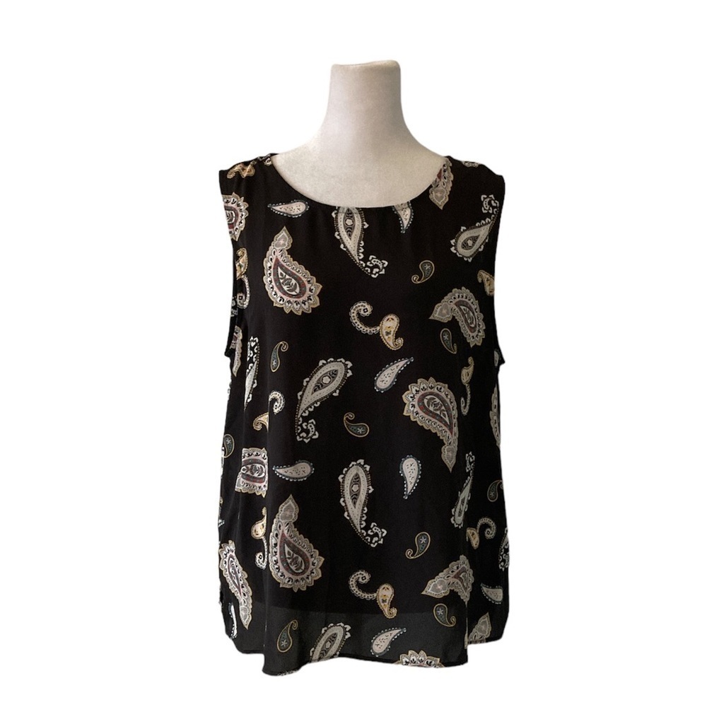 LOFT Outlet large petite blouse sleeveless paisley brown